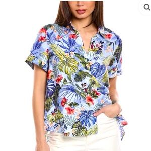 Tommy Bahama Disney Jungle Jubilee Camp Button Up Shirt Women's Small 100% Linen